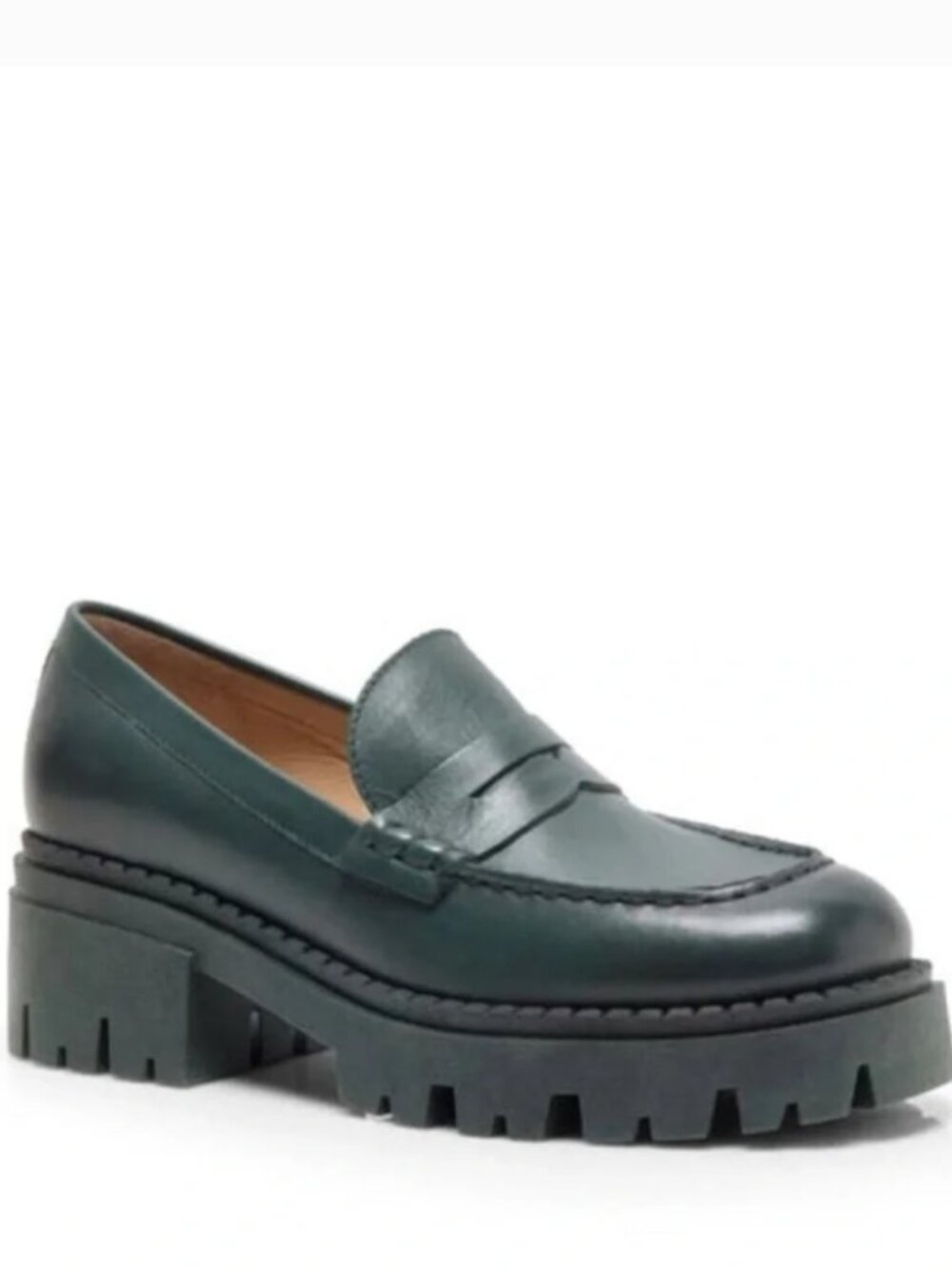 Free People Lyra Lugsole Loafers Dark Green SZ 37.5